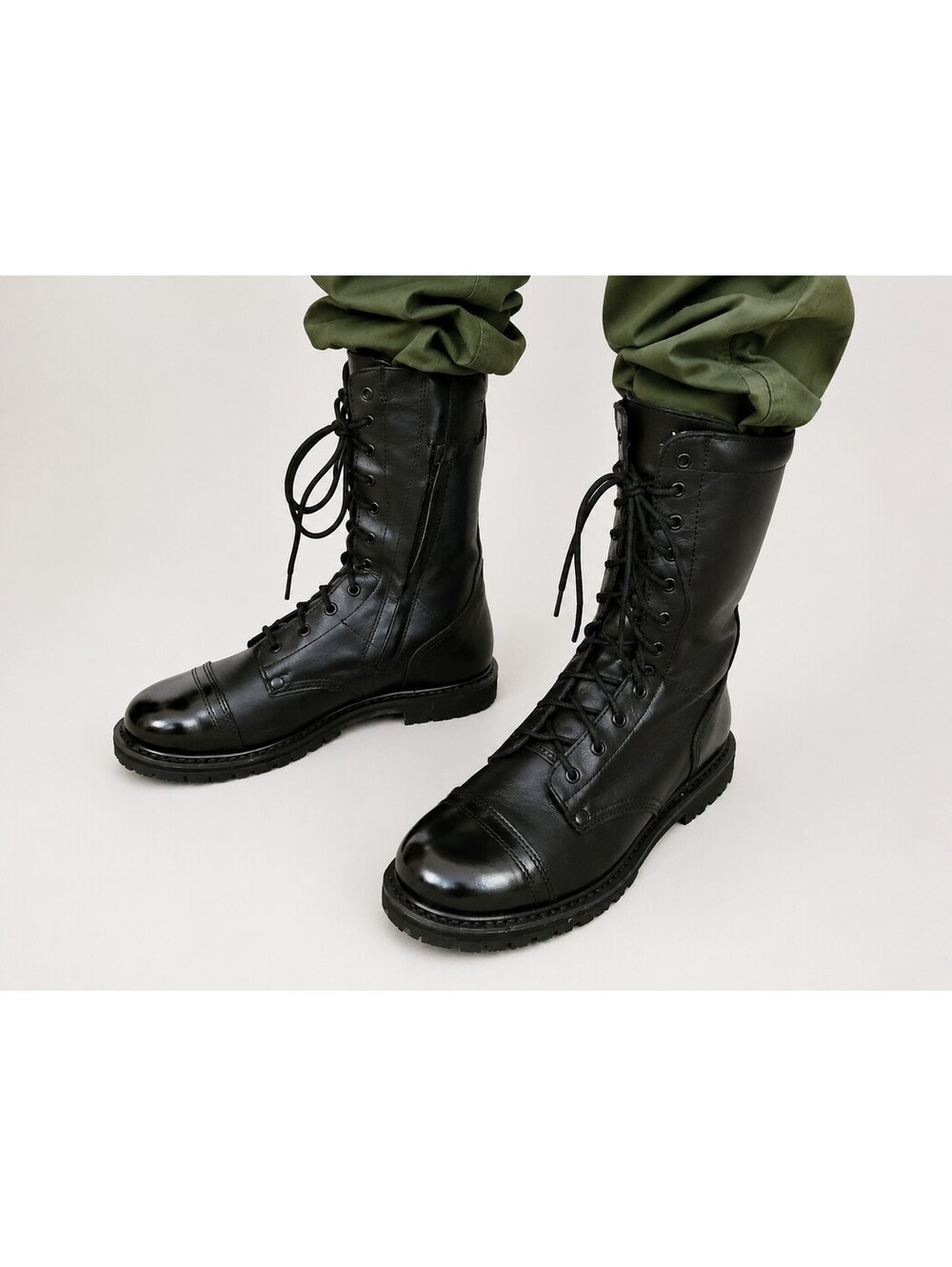 ROCKY Side Zipper Paraboot Black 10" JUMP BOOTS 2090 Men's 8M Lug Sole Tactical